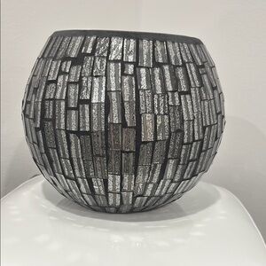 Mosaic Glass Vase - Black and Silver